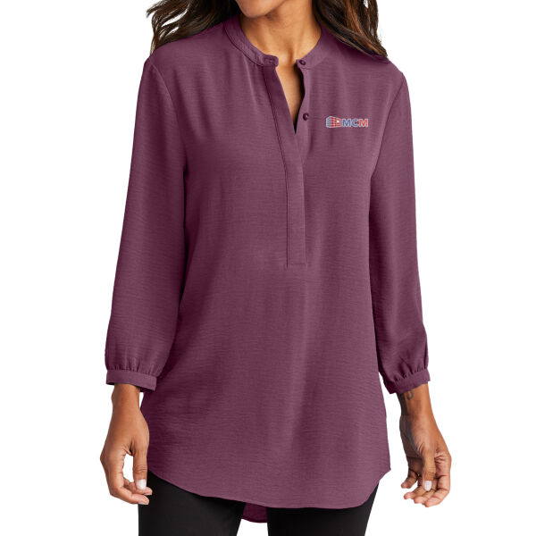Women's 3/4-Sleeve Textured Crepe Tunic Thumbnail